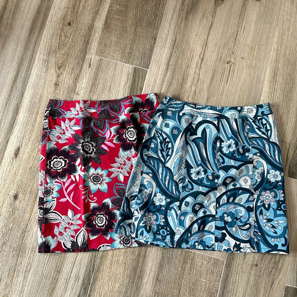 A Line Ann Taylor & Talbots Skirts, Size 4P, Flower print, 2 pcs one price.